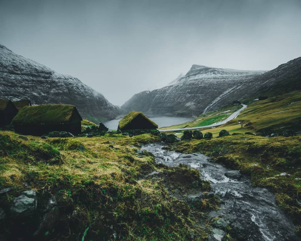 Faeröer eilanden in de winter