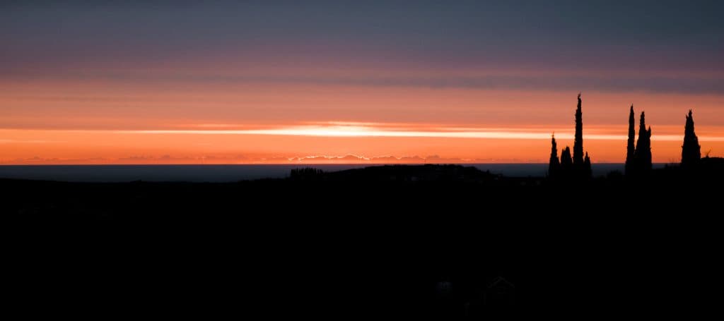 Zonsondergang vanop het terras van SanTomas