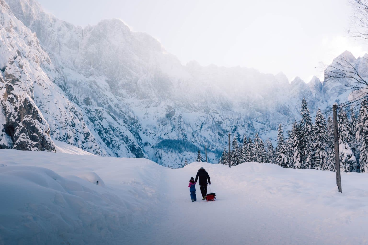 slee sneeuw wandeling