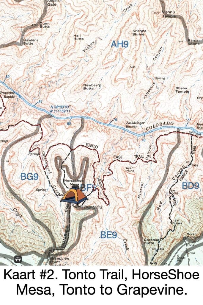 de route: meerdaagse trektocht door de Grand Canyon