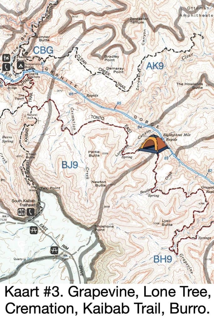 de route: meerdaagse trektocht door de Grand Canyon