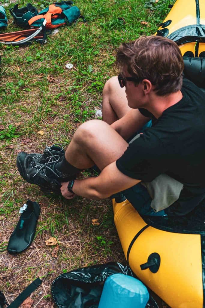 Raften op de Soca rivier in Slovenië