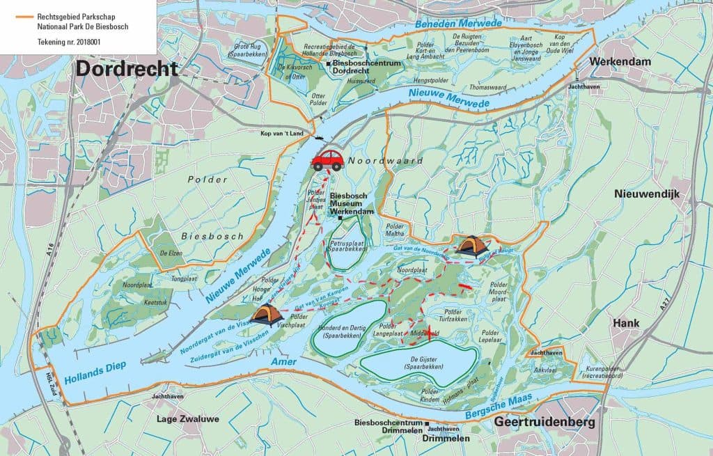 stafkaart van de biesbosch